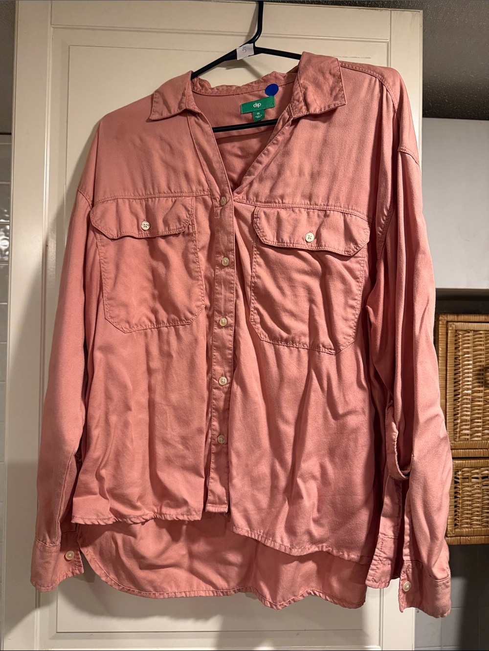Dip Button-Up Lightweight Shirt in Dusty Rose size 1X 5:31